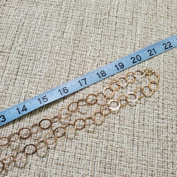 Hammered Rose Gold Link Long Necklace - Picture 8 of 8